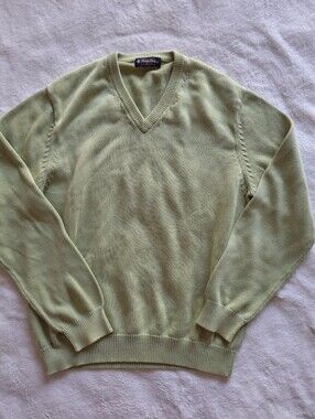 Brooks Brothers Supima Cotton V-Neck Sweater Sage Green Men’s Size M
